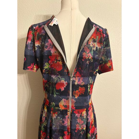 LULAROE Amelia Dress | A-Line Short Sleeve Mid Length Fall Floral Colors | XL - Picture 7 of 9